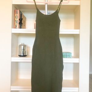 Olive Strap Slit Dress